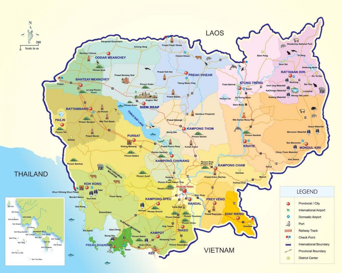 Mapa de Camboya aeropuertos