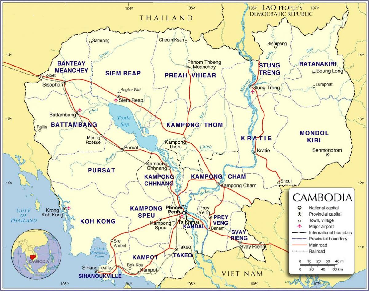 Mapa de Camboya carretera