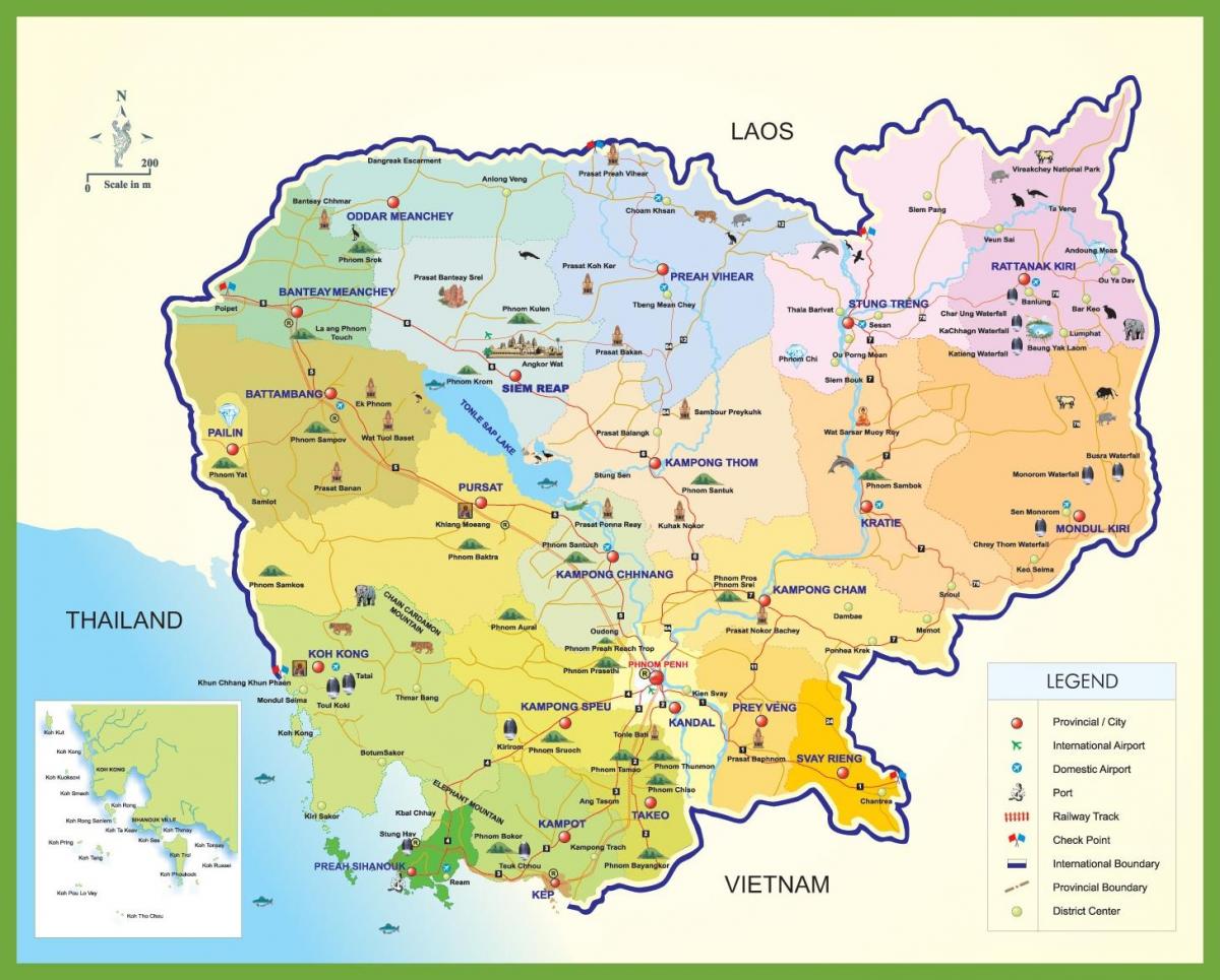 Camboya mapa de viaje