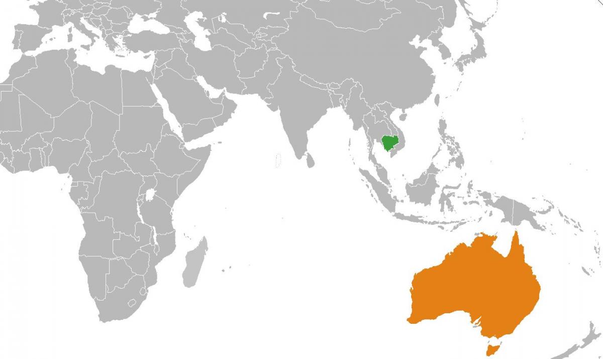 Camboya mapa en el mapa del mundo