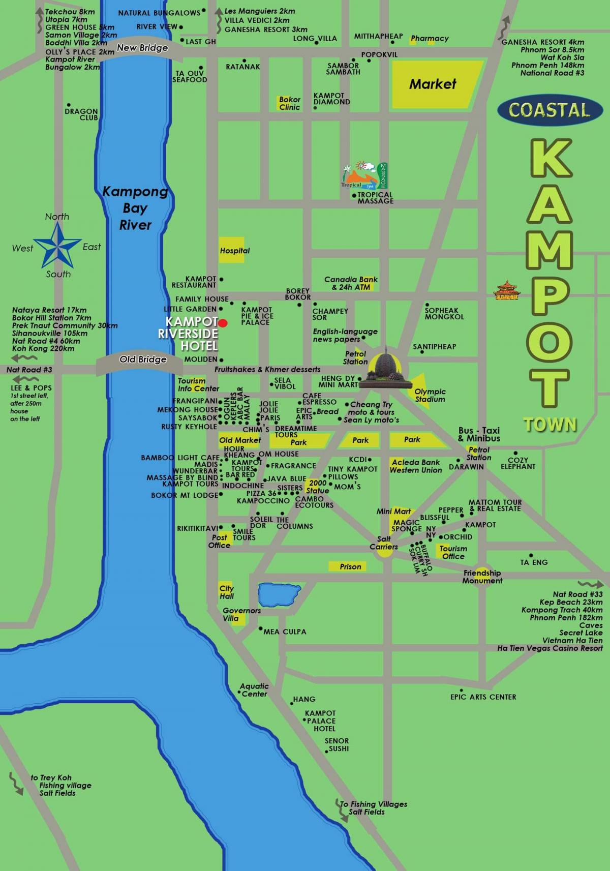 Mapa de kampot Camboya