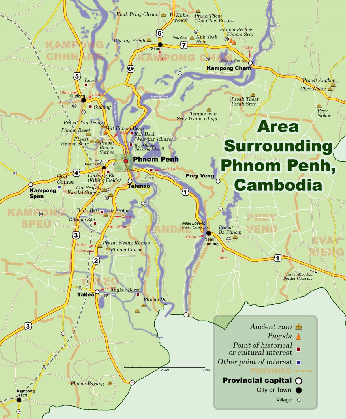 Mapa de phnom penh, Camboya