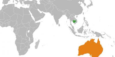 Camboya mapa en el mapa del mundo